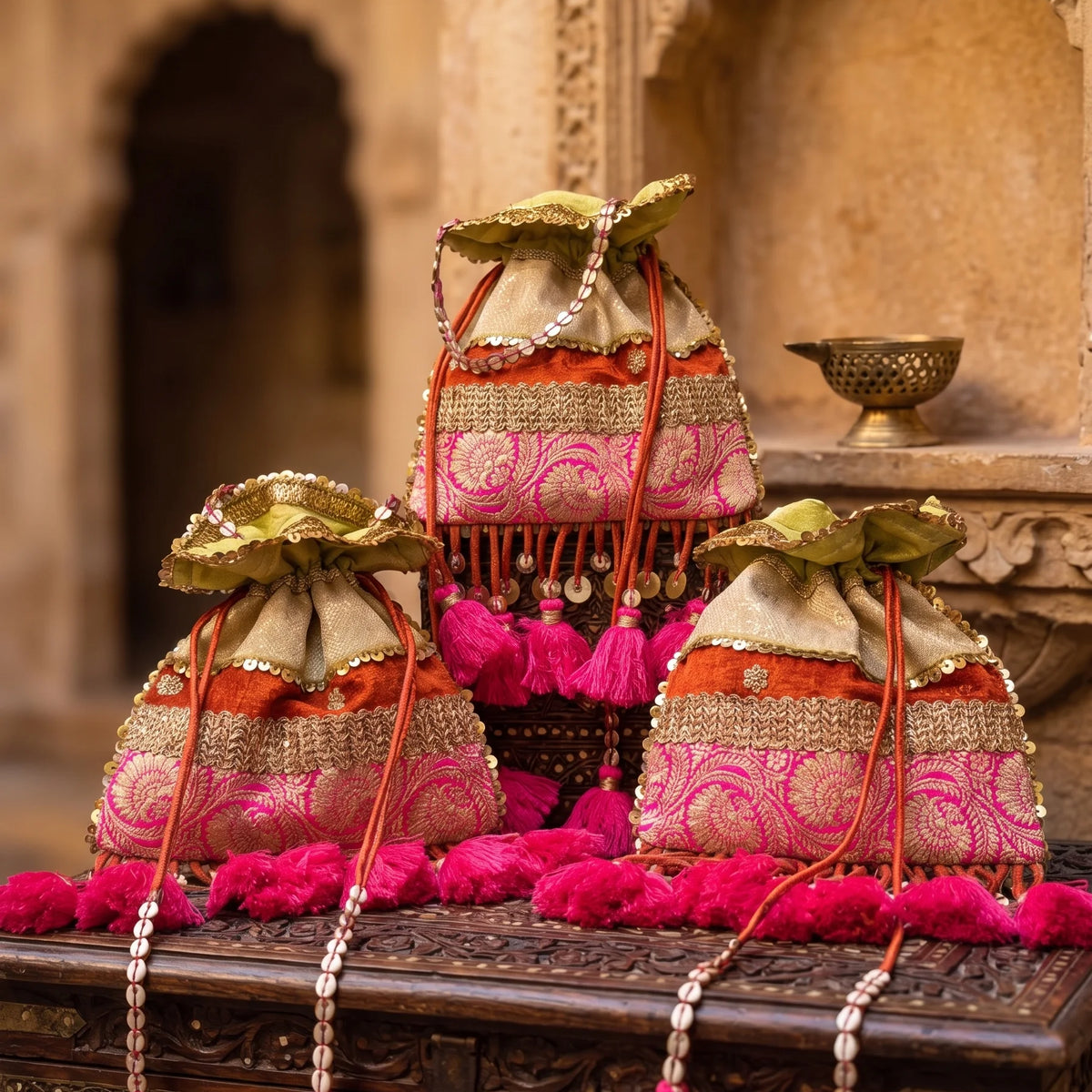 Gulabi Zari Royale Potli